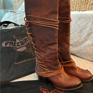 GREAT DEAL! Worn 2x Freebird “Coal” by Steven Cognac Brown Leather Boots